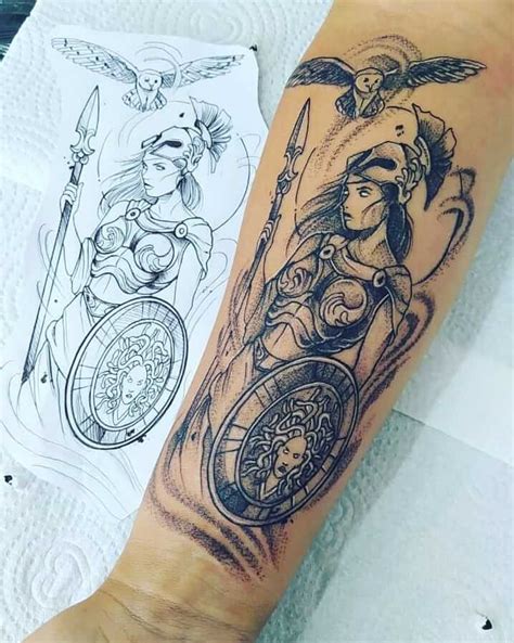 tatuajes de la diosa atenea|50 Tatuajes de Atenea (Con el significado)